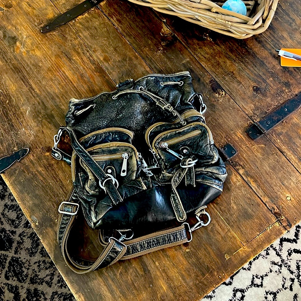 Genuine leather back pack purse